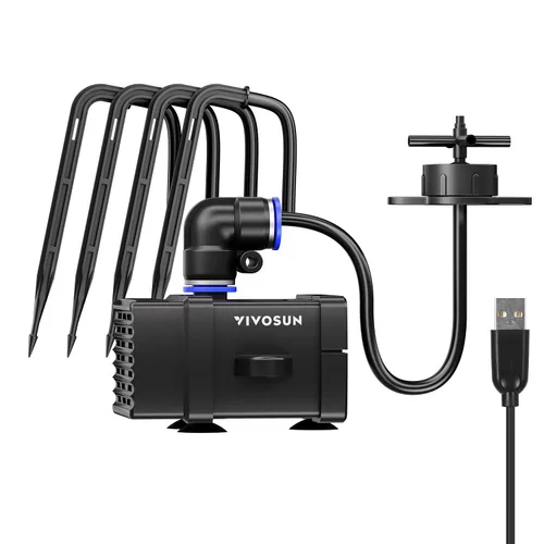 Vista 8 de VIVOSUN Kits de riego por goteo automático profesional, salida de 15 W, kit de cultivo profesional todo en uno, incluye bomba, temporizador