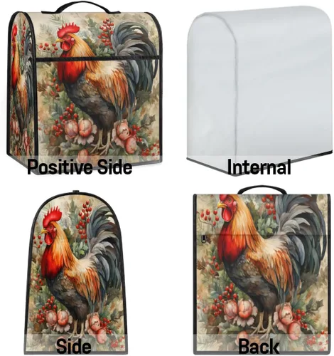 Vista 5 de Kitchen Aid - Fundas para batidora de pie, retro, gallo, con 3 bolsillos, cubierta para batidora, para electrodomésticos, cubierta antipolvo
