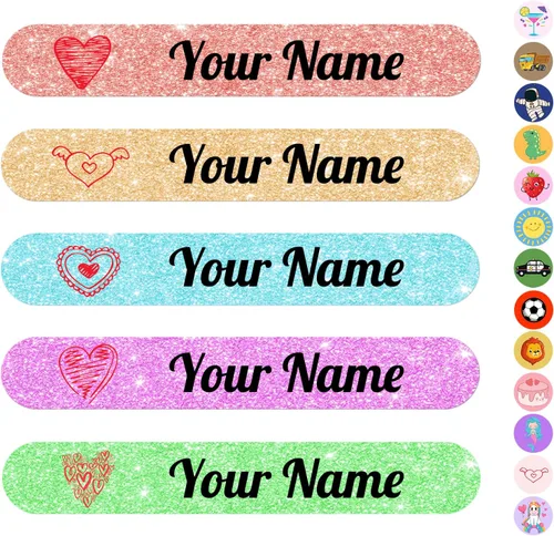 Vista 16 de 100 calcomanías de nombre personalizadas para niños, etiquetas de nombre personalizadas para suministros escolares, guardería, etiquetas