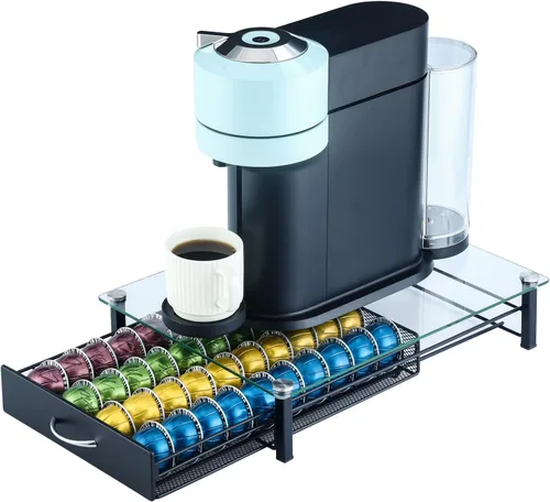 Vista 7 de Soporte para cápsulas de café con capacidad para Nespresso Vertuoline, Casual, Negro Visualized Capsules Quantity Fits Under Coffee Machine,Save