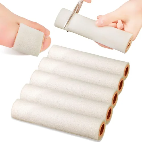 Vista 9 de Tondiamo 6 fundas protectoras de espuma para dedos de los pies, juanetes, martillo, callo, ampolla, dolor (M, beige)