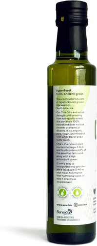 Vista 5 de Seeds of Wellness - Aceite de semilla de chía orgánico, bio nutrientes esenciales, ácidos grasos Omega-3 ALA a base de plantas, prensado en frío