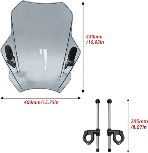 Vista 4 de Protector de parabrisas universal para motocicleta, protector de parabrisas de motocicleta, deflector de motocicletas con lente ahumada para C &