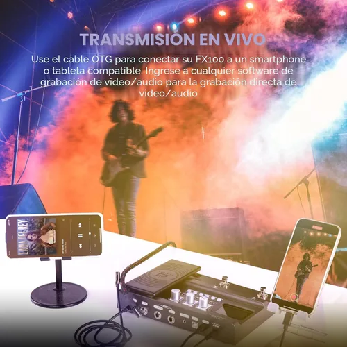 Vista 5 de Pedal de efectos múltiples para guitarra FLAMMA FX100 con 55 modelos de amplificador 151 efectos integrados 80' Looper 40 máquina de ritmos 10