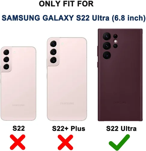 Vista 7 de Funda para Samsung Galaxy S22 Ultra con funda de clip para cinturón, 2 protectores de pantalla, protección de grado militar resistente, cuerpo Negro