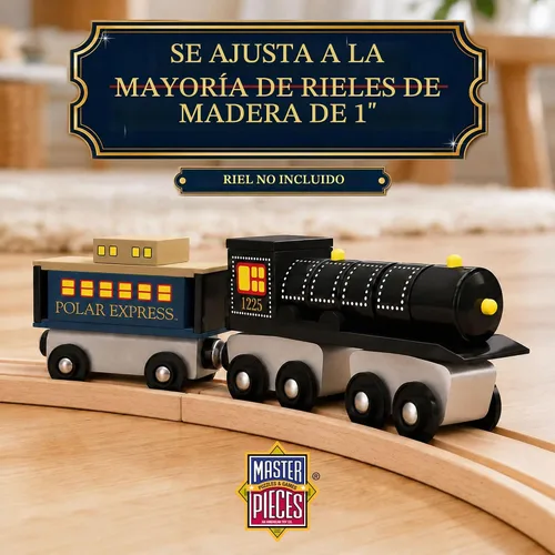 Vista 4 de MasterPieces The Polar Express Train – Juego de Motor y Furgón de Cola de Madera Edición de Coleccionista de 2 Piezas – Conexión Magnética