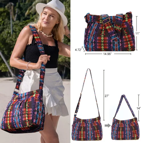 Vista 2 de Bolso bandolera de hombro tipo mensajero de tela duradera y casual grande