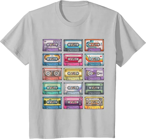 Vista 12 de Vintage Cassette Tapes Collection 80's 90's Music Mixtape T-Shirt Asphalt Grey