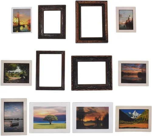Vista 9 de iLAND Accesorios de casa de muñecas en miniatura para muebles de casa de muñecas a escala 1:12, marcos de casa de muñecas con juego de pinturas