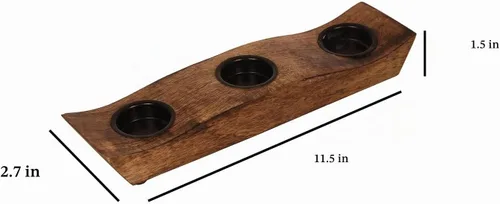 Vista 3 de eTroves Juego de portavelas de madera, portavelas votivas de madera de mango con diseño de barco de madera de mango, portavelas de madera