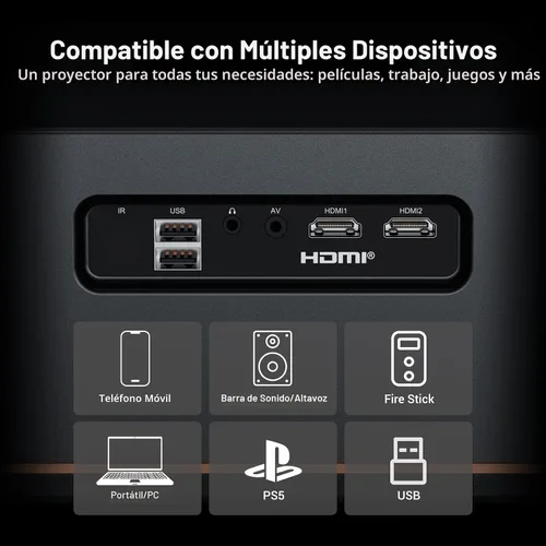 Vista 8 de Proyector de decodificación ANSI 4K 2000 con WiFi y Bluetooth, cine en casa de película HAPPRUN con enfoque automático, pantalla de 300 pulgadas