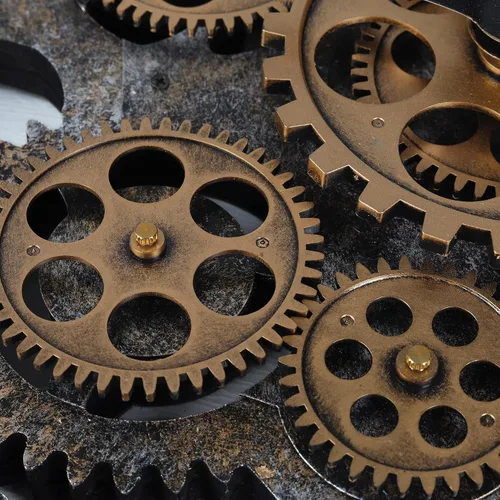 Vista 6 de Lafocuse - Reloj de engranaje steampunk de 23 pulgadas con engranajes móviles de madera de bronce Industrial Rustic Large Wall Clock for Living