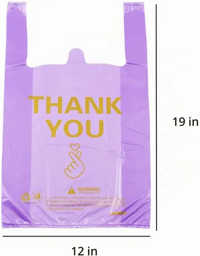 Vista 2 de ysmile Bolsa de plástico para comestibles con diseño de agradecimiento Bolsa de compras de plástico para pequeñas empresas Bolsa de alimentos