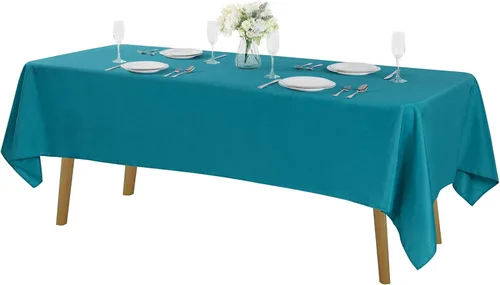 Vista 23 de Mantel rectangular de tela de poliéster lavable de 60 x 120 pulgadas, para decoración de bodas, fiestas, comedores, banquetes