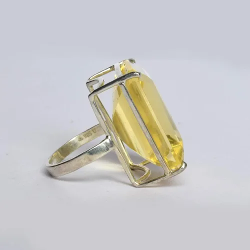 Vista 3 de GEMHUB Anillo de citrino amarillo de 0.50oz con piedra natal de noviembre, chapado en plata de ley 925, regalo de joyería para mujeres, Piedra
