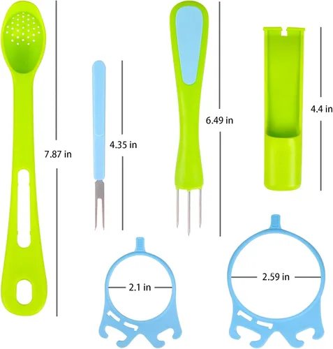 Vista 4 de Paquete de 2 cucharas de aceituna y tenedor de pepinillo, herramienta para recogedor para tarro, accesorio de cocina