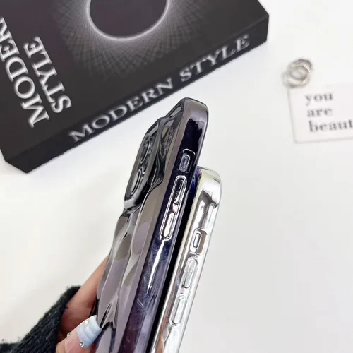 Vista 4 de Funda de protección de lente de cámara con textura de meteorito brillante de lujo, galvanizada suave a prueba de golpes para iPhone 14 Pro Max