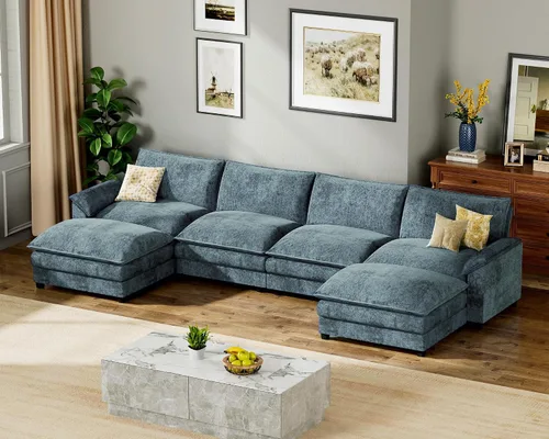 Vista 15 de Homall Sofá Seccional Modular de 80", Sofá Biplaza con Cojín de Doble Capa, Combinación DIY de Chenille Profundo Sofá Nube de 2 Asientos para Sala