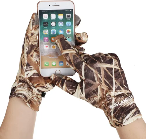 Vista 2 de AUSCAMOTEK Guantes de camuflaje de caza de pato para hombres con dedos para pantalla táctil
