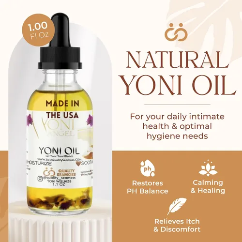 Vista 2 de Aceite de Yoni hecho en EE. UU., restaura el equilibrio del pH, aceite de cuidado femenino fresco y a base de menta que alivia la sequedad, reduce