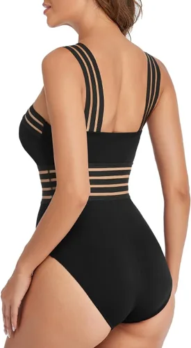 Vista 5 de Hilor - Traje de baño de una pieza para mujer, diseño con parte delantera cruzada y recortes