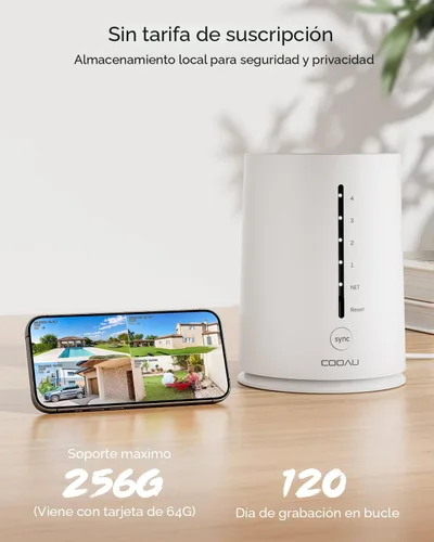 Vista 3 de COOAU 2.5K/4MP cámaras de seguridad solares inalámbricas al aire libre