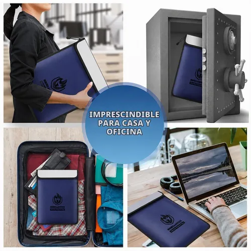 Vista 6 de andyer - Bolsa de documentos ignífuga mejorada con dos bolsillos (2000 ℉), bolsa de dinero impermeable ignífuga de 15 x 11 pulgadas con cremallera