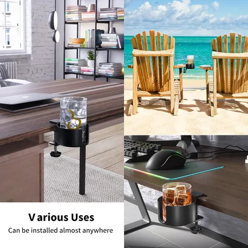 Vista 6 de OOKUU - Portavasos antiderrames para escritorio o mesa, accesorios de escritorio resistentes y duraderos, fácil de instalar, suficiente