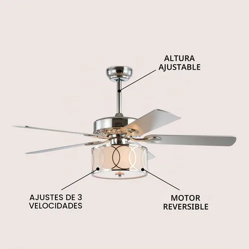 Vista 4 de JONATHAN Y Circe - Ventilador de techo LED de 3 luces, 52 pulgadas, metal