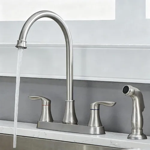 Vista 8 de Grifo de fregadero de barra de cocina de bajo perfil negro mate, cabezal rociador extraíble de una sola manija, grifo de preparación de agua