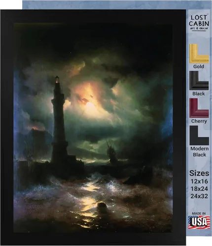 Vista 62 de Lost Cabin Dusk on the Golden Horn de Ivan Aivazovsky Impresión en marco plano negro Reproducción de pinturas de obras de arte finas Regalo