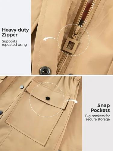 Vista 5 de SaphiRose - Chaqueta impermeable con capucha para mujer, gabardina cortavientos ligera