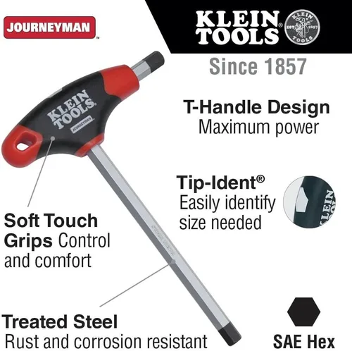 Vista 2 de Klein Tools JTH9E17 Llave hexagonal de 1/2 pulgada, mango en T Journeyman, 9 pulgadas