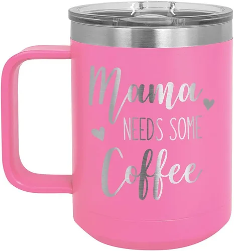 Vista 7 de MAMA NECESITA ALGUNAS CAFÉ Negro 15 oz Taza de café con tapa superior deslizante Taza de café de viaje aislada Ideas de regalo de cumpleaños