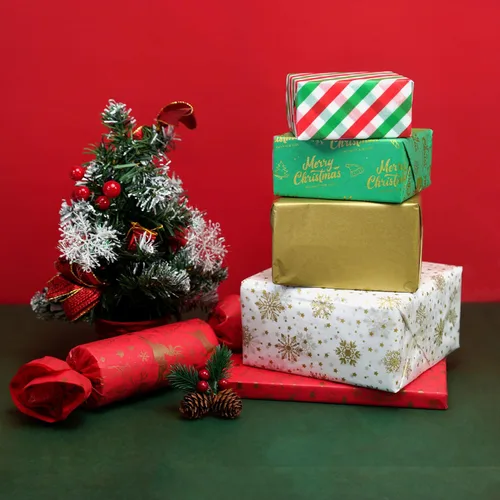 Vista 5 de Bobobag Papel de seda de Navidad de 20 x 20, 80 hojas para bolsas de regalo - Papel de seda dorado para regalos de Navidad y celebraciones