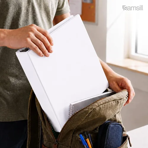 Vista 9 de Samsill (MP128557) - Carpeta de 3 anillos redondos de 1.5 pulgadas, fabricada en los EE. UU., con cubierta transparente personalizable para Blanco