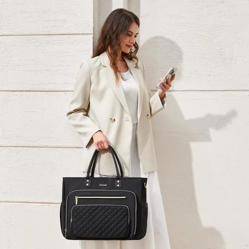 Vista 3 de LOVEVOOK Bolsa Tote para Maestras para Mujeres Trabajo, Bolsa para Laptop Bolsa Tote de Trabajo Bolsas de Enfermera Con Portavasos Grande, Maletín