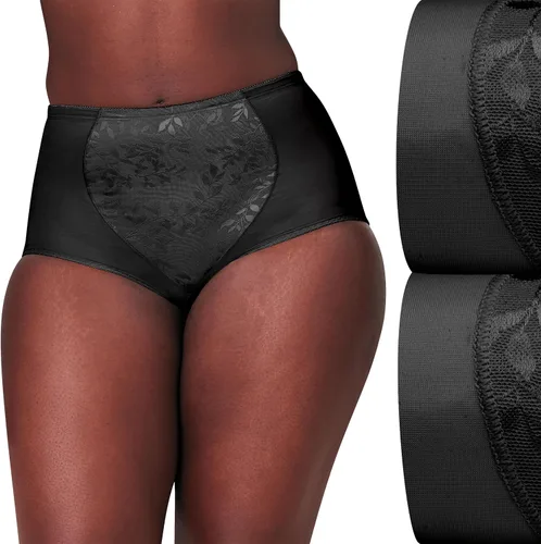 Vista 6 de Bali bragas moldeadoras de control firme para mujer, paquete de calzoncillos moldeadores con control de abdomen, paquete de 2 unidades Negro