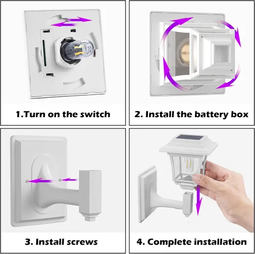 Vista 8 de Farol solar de pared, 2 modos de luces solares para valla con bombilla Edison, accesorios para casa de juegos al aire libre, impermeable, luz LED