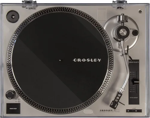 Vista 3 de Reproductor de Tocadiscos con Correa de Tracción Crosley C100A-SI con Contrapeso Ajustable, Plata