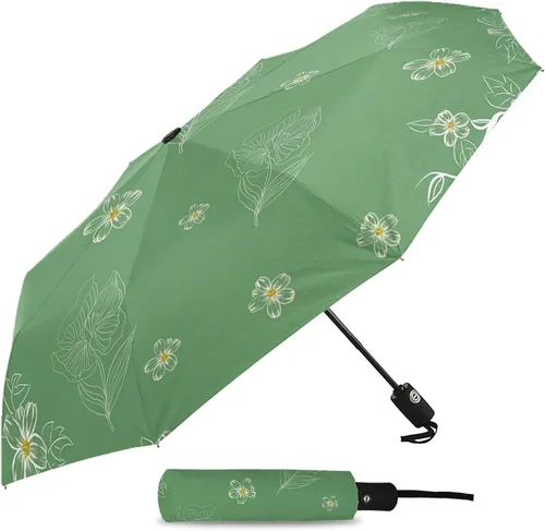 Vista 2 de DHDM Automatic Umbrella for Rain and Sun Male Women Beach Parasol Print Folding Umbrella