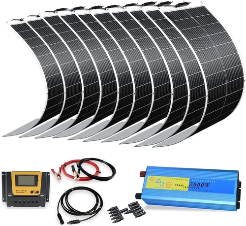 Vista 8 de XINPUGUANG Kit de sistema flexible de panel solar de 200 W 12 V, módulo de fibra de vidrio monocristalino de 2 x 100 W, cable de extensión