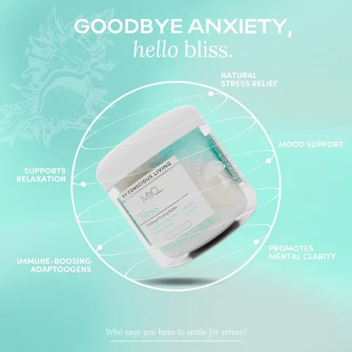 Vista 4 de MYCL Bliss - Gomitas de hongos 500 mg de Ashwagandha, Reishi, melena de león, bálsamo de limón y cuerpo fructífero entero de 5 HTP Alivio