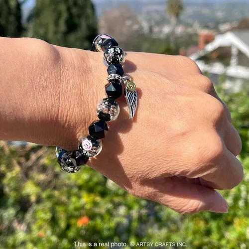 Vista 8 de ARTSY Crafts Glow in the Dark Firefly Beads + Natural Gemstone Bracelets, Handmade in USA