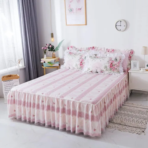 Vista 3 de FADFAY, Juego de ropa de cama romántica con estampado de flores, juego de cama rural rústico, funda de edredón con volantes de encaje de princesa