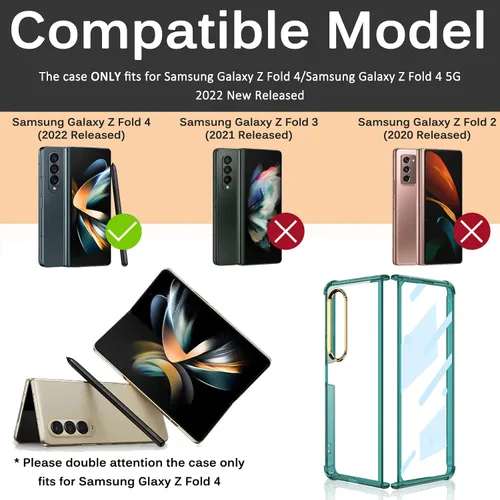 Vista 2 de Miimall Funda para Samsung Galaxy Z Fold 4 con protector de pantalla, carcasa protectora completa ultra fina, suave, a prueba de golpes, protector