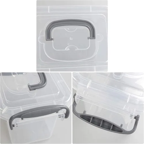 Vista 3 de Caja de almacenamiento de plástico de 1.8 L, paquete de 6 contenedores de almacenamiento transparentes con tapas