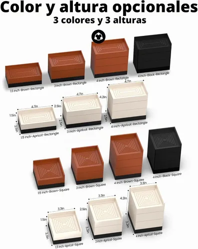 Vista 2 de Elevadores de Muebles, Tclouda Soportes para Cama/Sofá/Escritorio/Mesa/Patas de Silla/Refrigerador de 1.5, 3 y 4 Pulgadas, Bloques Ajustables