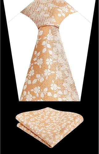 Vista 132 de Alizeal Mens 3.15inches Leaf Flower Pattern Tie with Floral Pocket Square Set