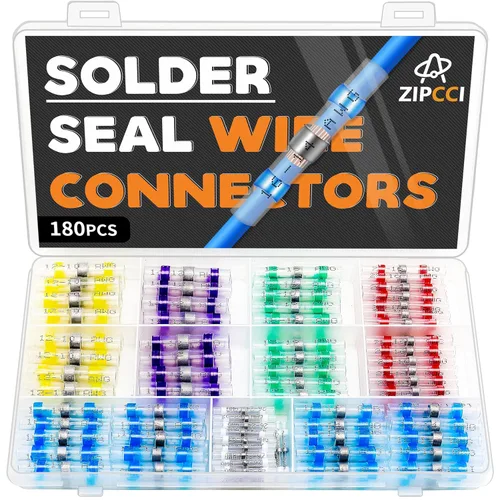 Vista 7 de ZIPCCI 120 piezas de conectores de cable de sellado por soldadura - Kit de conectores de tope termorretráctiles para cableado eléctrico